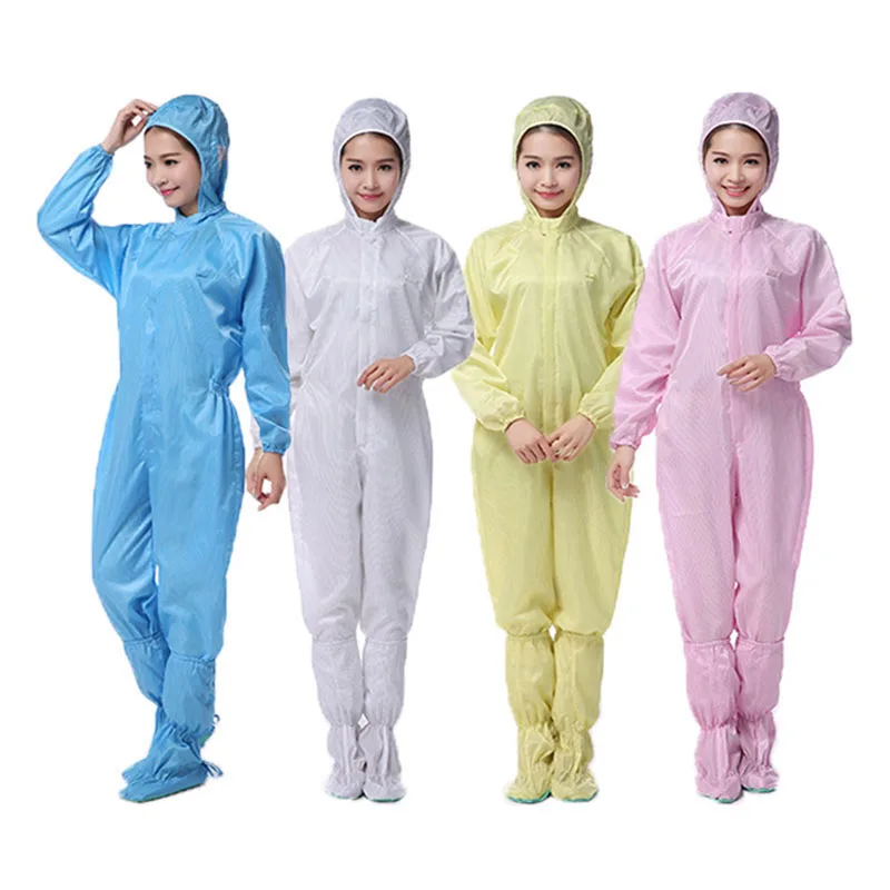 

Full Set Anti-static Clothing Anti Static Coverall Hooded Dust-proof Cleanroom Garments Factory Clean Food Paint Work Clothing