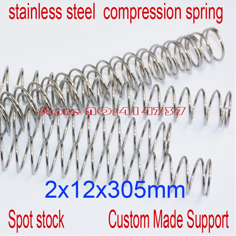 5pcs  2*12*305mm   stainless steel  spot spring  2mm wire hammer spring Y type compression spring pressure spring OD=12mm