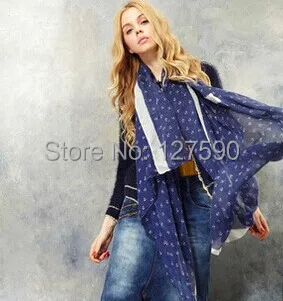 

2014 New Fashion Women Small Anchor Print Scarf Shawls Accessories Beach Foulard Scarves Hijab 180*100cm 3 Color Wholesale 10pcs