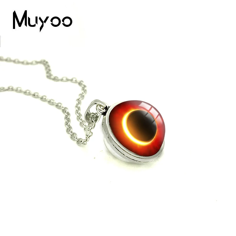 2019 New Solar Eclipse Double Sided Pendant Space Galaxy Necklace Round Glass Dome Cabochon Jewelry