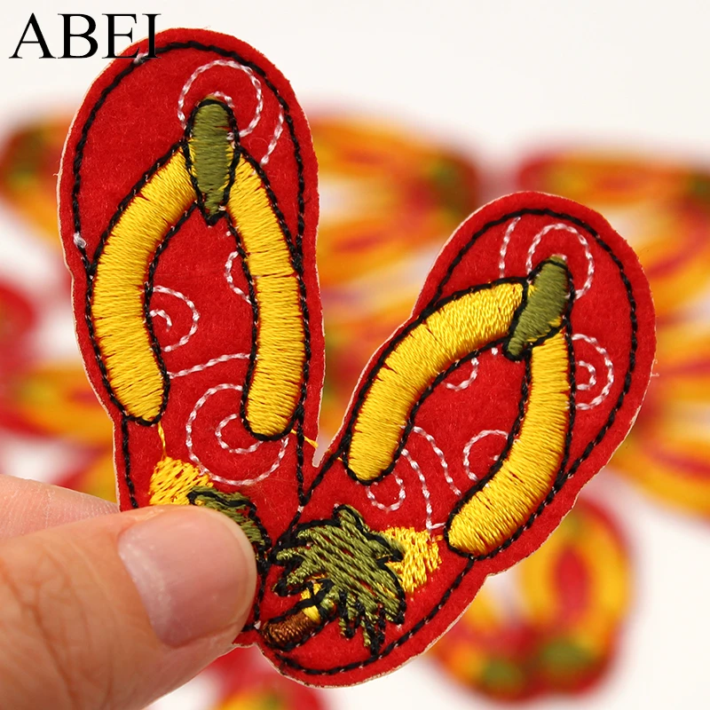 10pcs/lot Garment Patches Iron on Embroidered Appliqued Cartoon slippers Stickers Handmade Sewing Crafts DIY Patchwork Ornaments