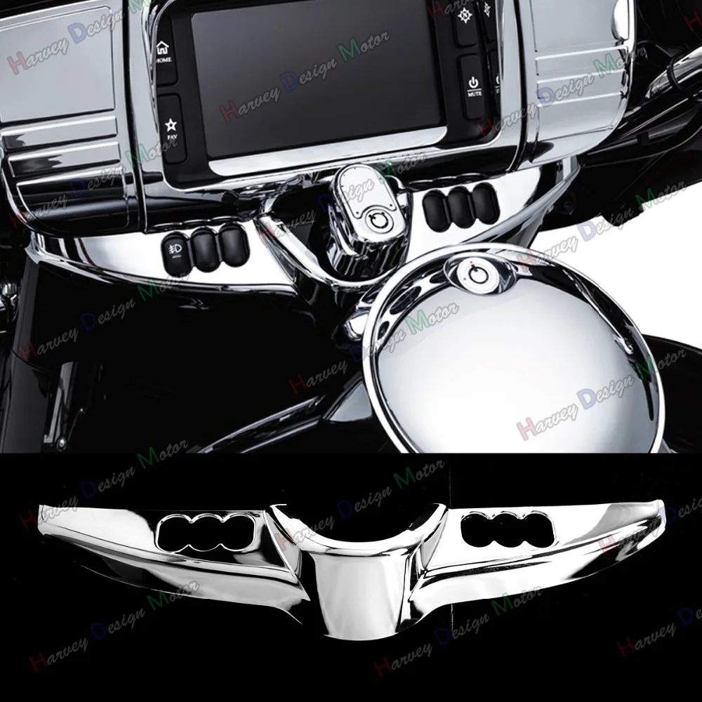 Chrome Batwing Switch Panel Accent For Harley Touring Tri Glide FLHX 14-23