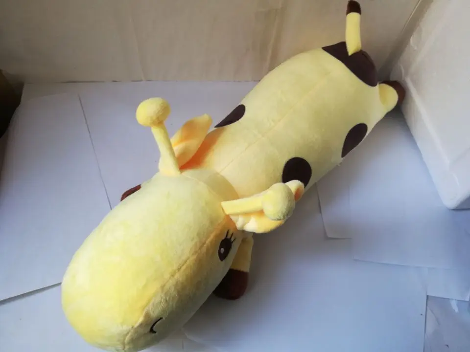 about 55cm yellow cartoon giraffe plush toy lying giraffe soft doll pillow toy Christmas gift h2308