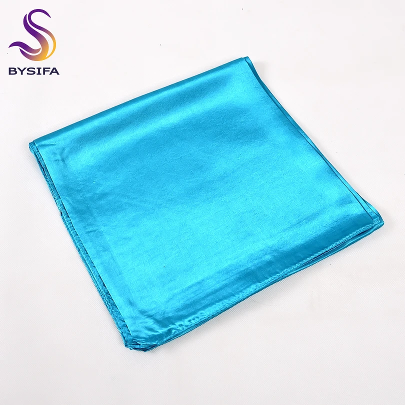 [BYSIFA] Fluorescent Green Women Square Scarves Wraps Autumn Winter Luxury Large Satin Silk Scarf Muslim Head Scarf 110*110cm