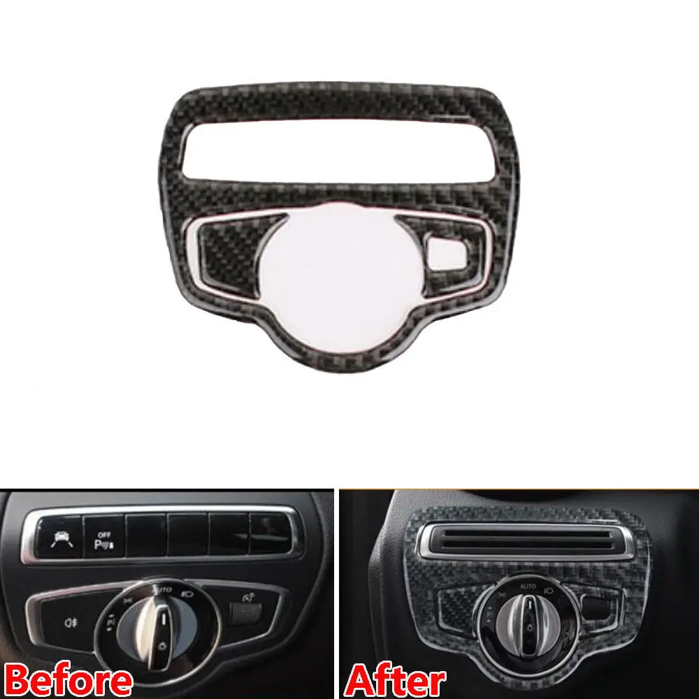 Headlight Lamp Switch Cover Trim Interior Decor Frame Car Styling Accessory For Mercedes Benz C Class C200L C180L GLC260 2016 17