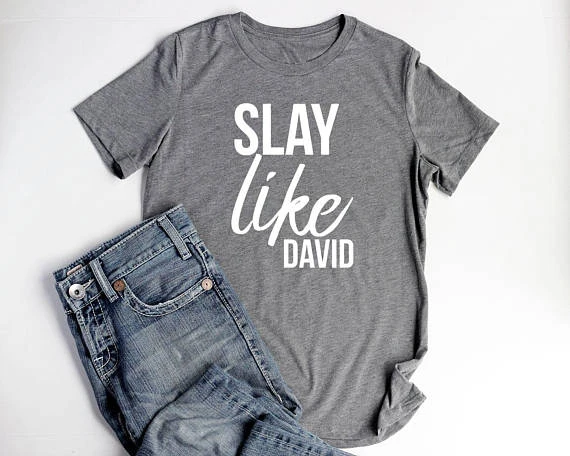 

Skuggnas Slay Like David Christian T Shirts 90s fashion women Bible Verse unisex cotton tee tops tumblr aesthetic clothes