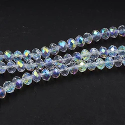 Wholesale Faceted AB Clear Glass Crystal Rondelle Spacer Beads 4 6 8 10 12  mm Pick Siz For Jewelry Making