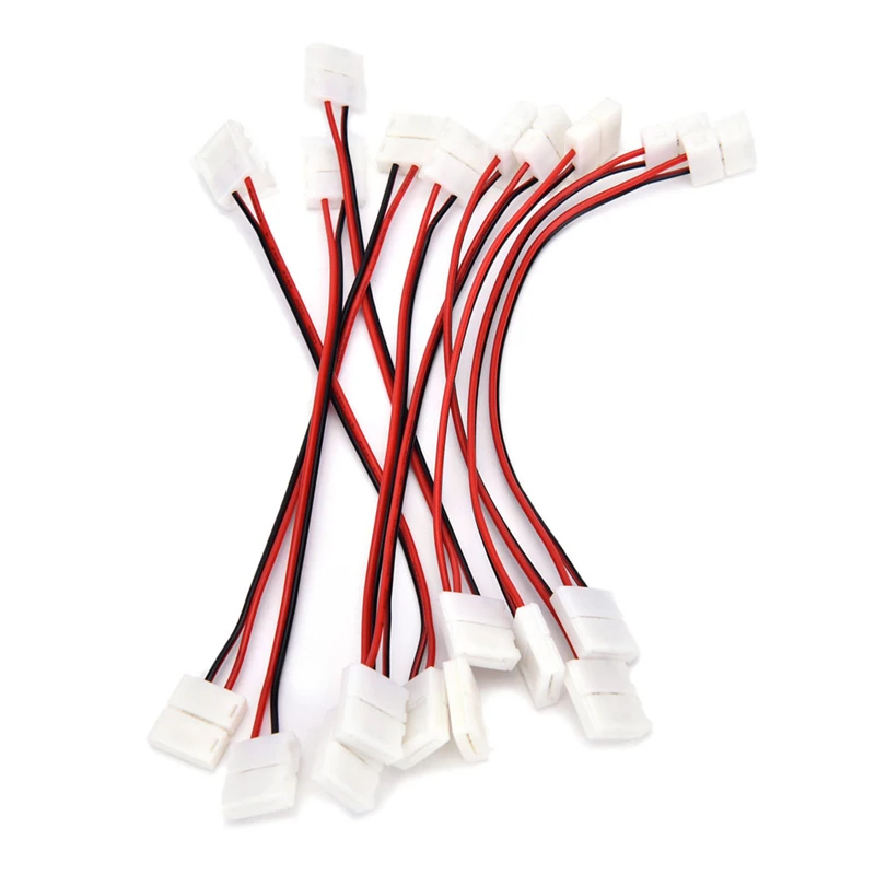 10Pcs/lot 8mm/10 Mm 2 Pin Led Strip Connector For Single Color Led Strip 3528/5050 Easy Connect  No Need Soldering Connectors