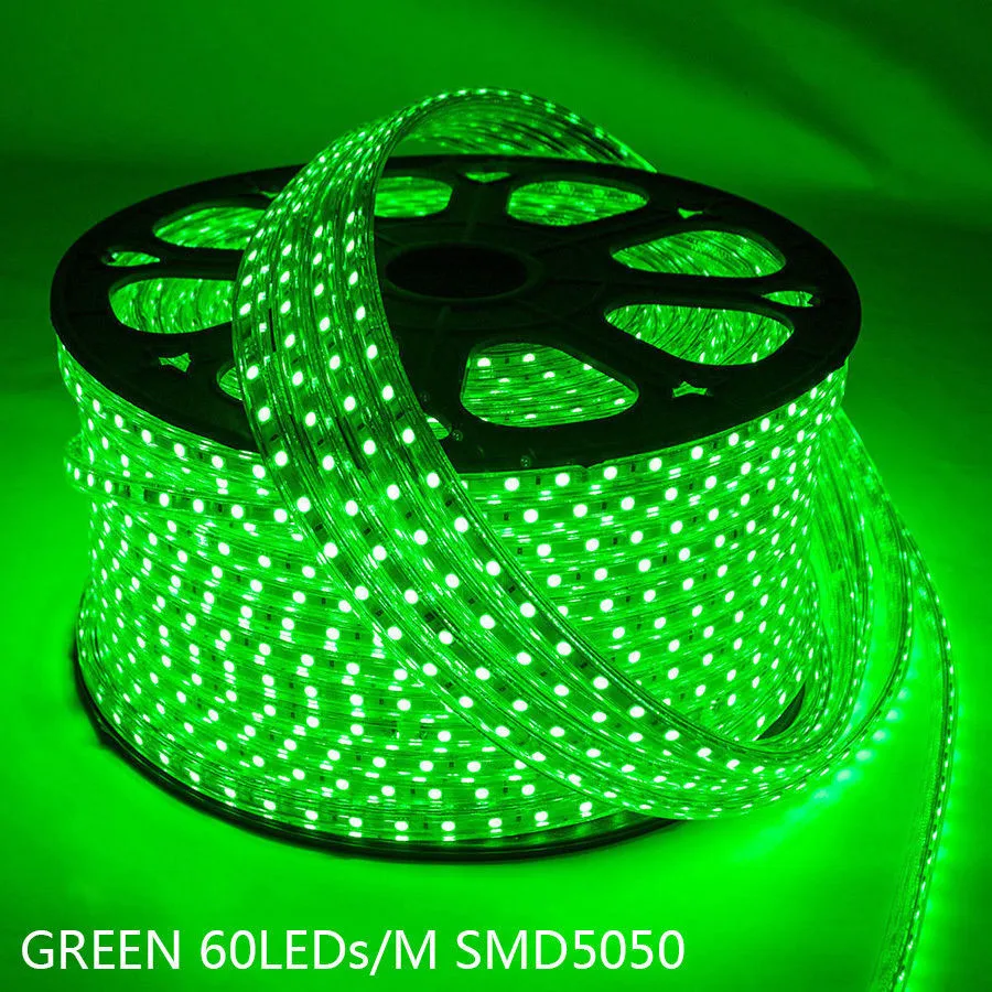 100m/lots LED Strip Light 220V IP67 60LEDs/ Meter Ultra Bright Flexible 5050 SMD LED Outdoor Garden Home Strip Rope Light