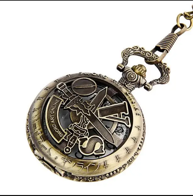 Bronze antiques SOA rotate pattern Modern hours Hollow out chain FOB pocket watches gift