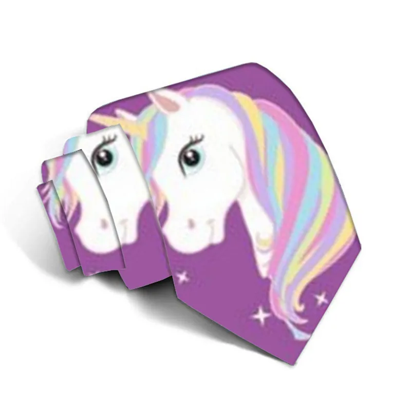 Men Tie Polyester 8CM Cotton Unicorn Sky Print Harajuku Neck Ties For Men Business Causal Fashion Party Wedding Accessories