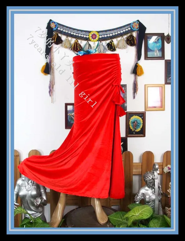 

Bellydance Costume Tribal Fusion Velvet Skirt with Open Slit SRA11