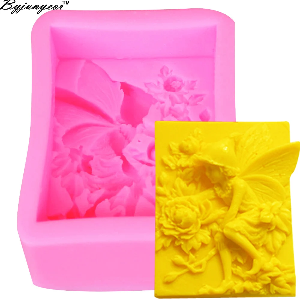 S068 Angel Flower 3D Candle Soy Wax Mould Scented Soap Mold Handmade Silicone Molds Plaster Resin Clay Making Home Decoration Di