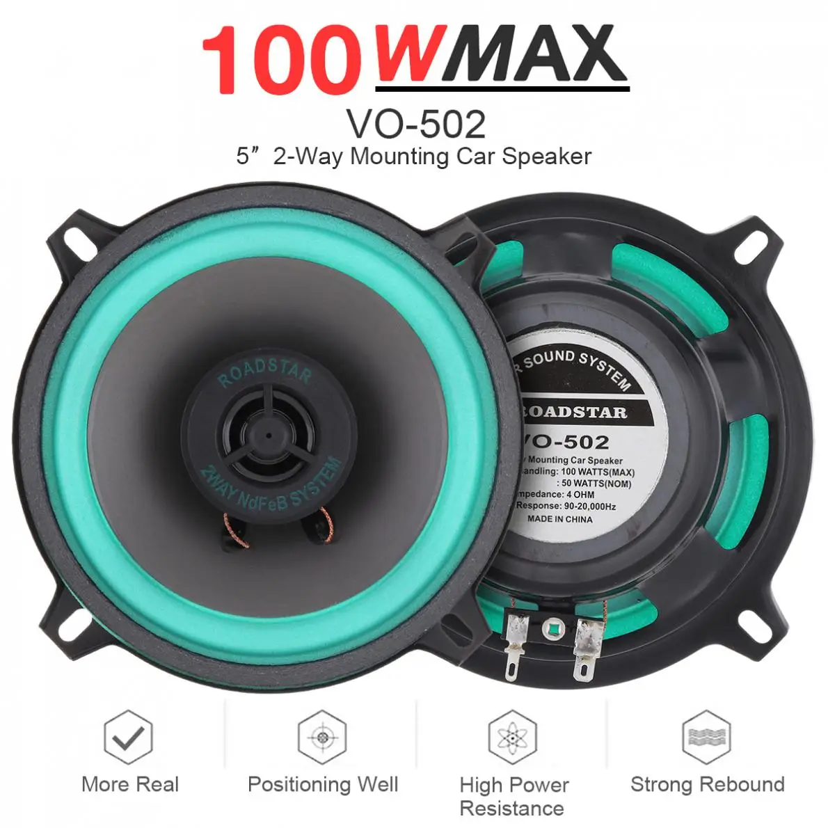 Altavoces coaxiales HiFi para coche, Subwoofer estéreo Universal de frecuencia de rango completo, Audio automático, música, 4 / 5 pulgadas, 100W