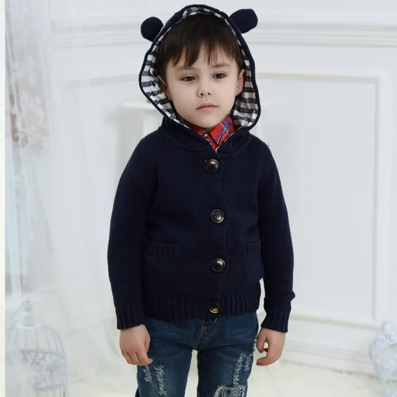 Hot Wholesale Fashion Autumn/Winter Long Sleeve Boys Sweater Cardigan Childrens Cardigan for Boy Thermal 2-7years