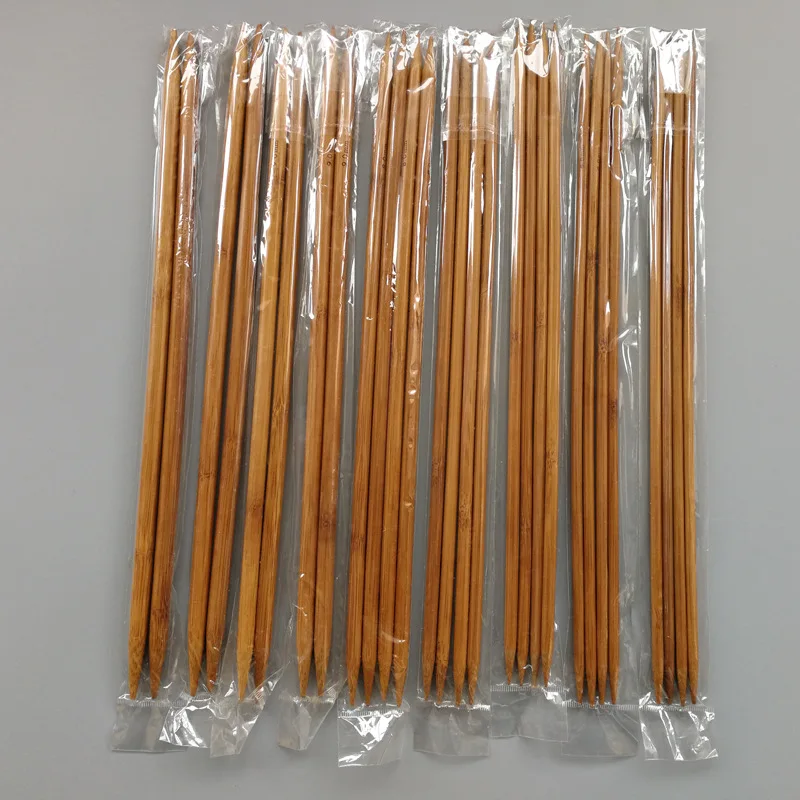 28Pcs 7Sizes 36cm Double Pointed Carbonized Bamboo Knitting Needles Sweater Knit Tool Set