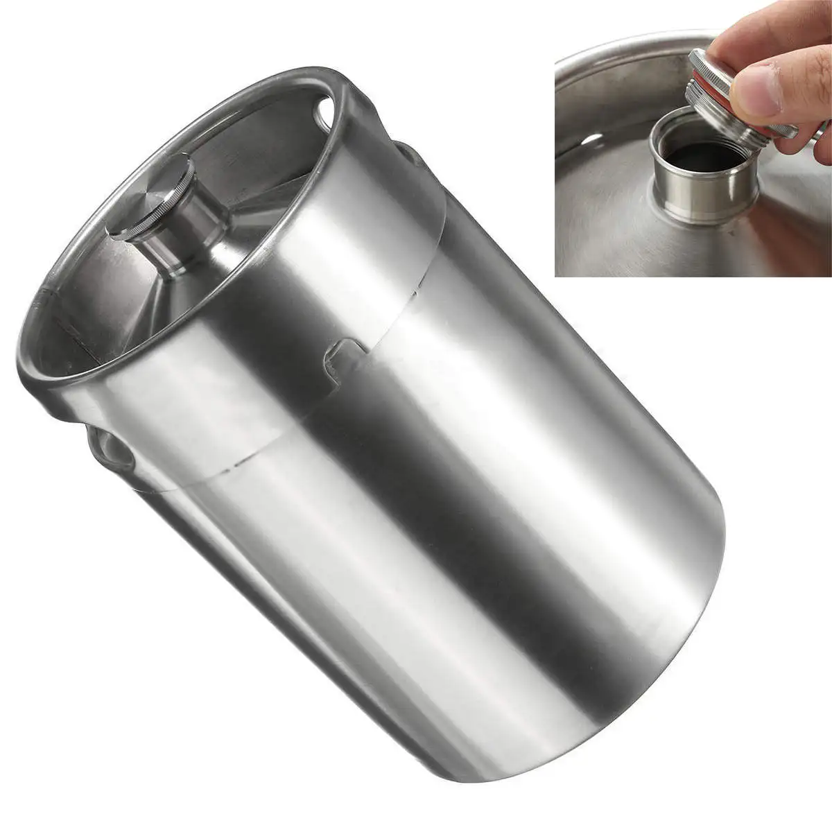 1pc Stainless Steel Homebrew Mini Keg Growler Beer Brewing Making 5L 170oz Silver