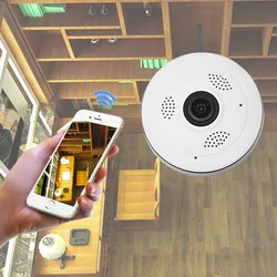 Panoramic Wireless IP Camera Audio Video WiFi Fish-eye Lens Wide Angle 10m/30ft Night Vision VR CCTV Home Security Surveill