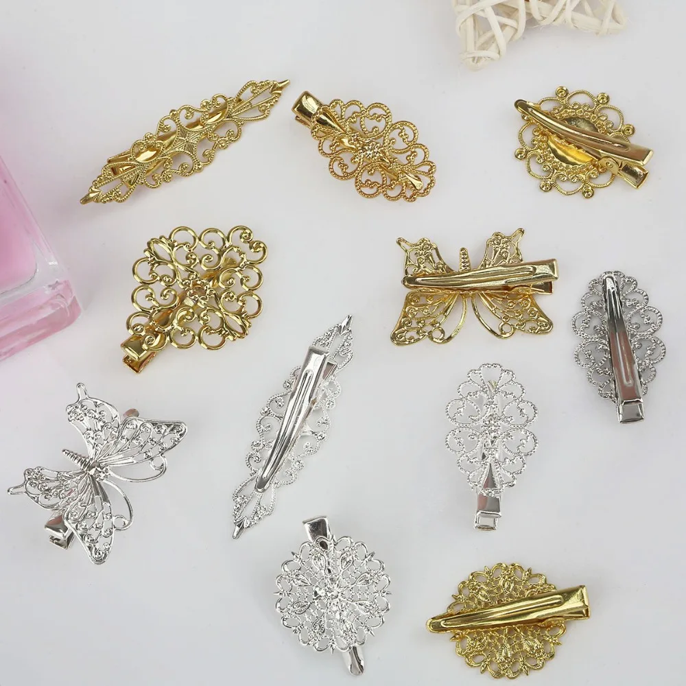 1pcs/lot 4 Colors Filigree Hair Clip Jewelry Findings Components Diy Hand Made Jewelry Accessories for Women