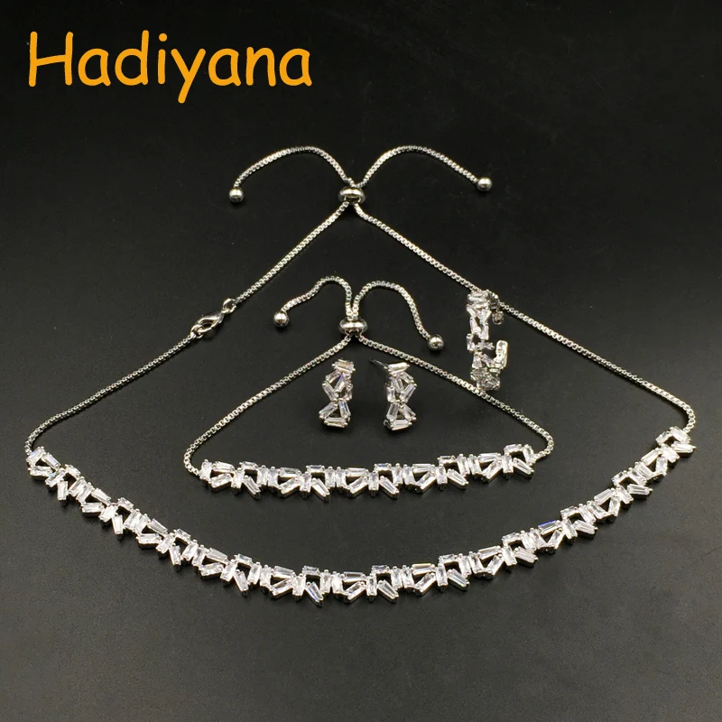 

HADIYANA Elegant 4PC African Cubic Zinconia Jewelry Set for Women Costume Jewelry Choker Sets With Earrings Bracelet Ring CN445