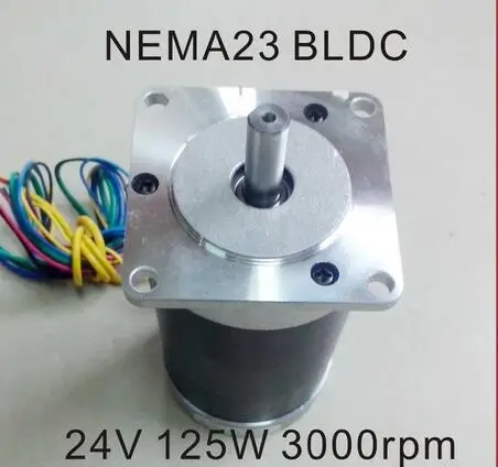 3 Phase 24V BLDC 57mm Brushless DC Motor 125W 3000rpm 0.4N.m (55.6oz-in) Square Flange Frame