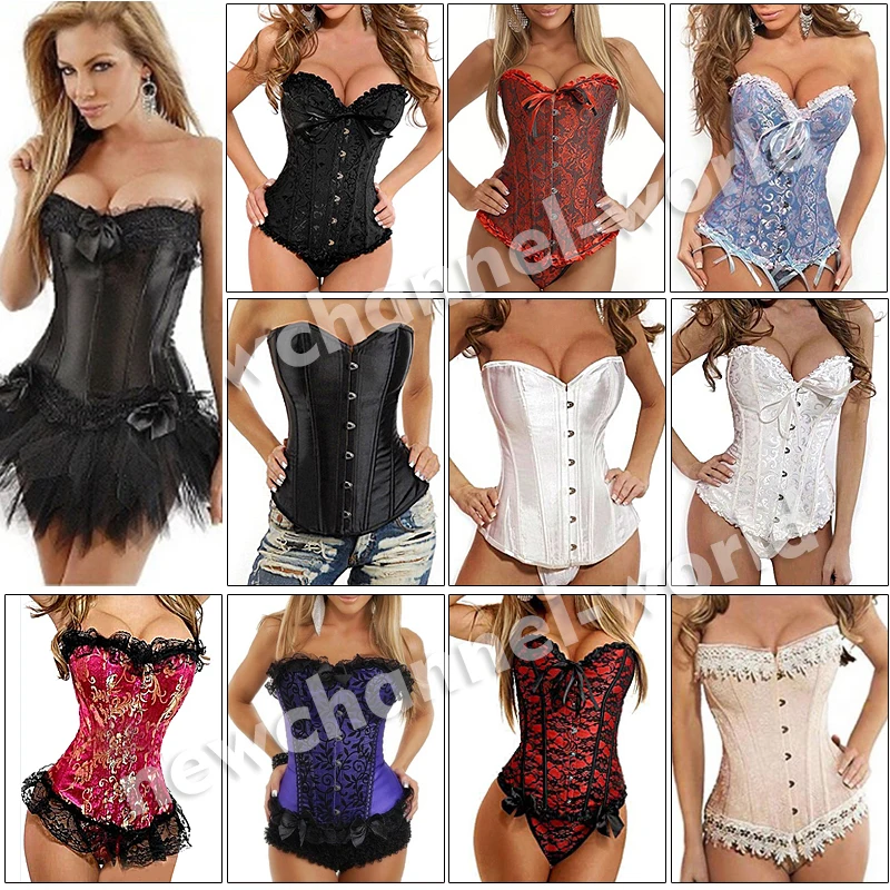 X Sexy Women steampunk clothing gothic Plus Size Corsets Lace Up boned Overbust Bustier Waist Cincher Body shaper corselet S-6XL