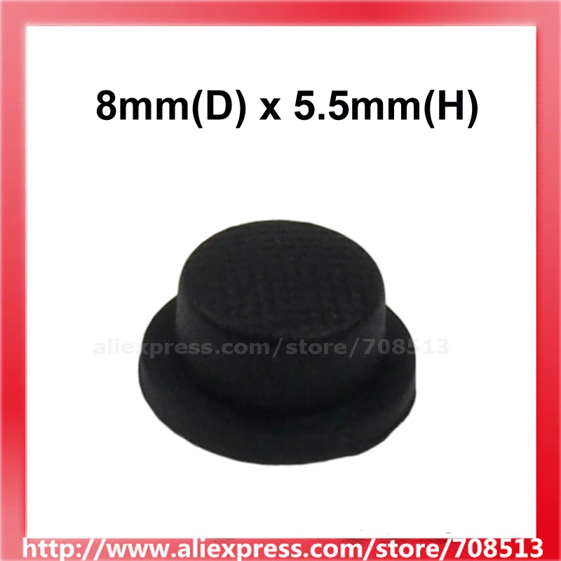 8mm(D) x 5.5mm(H) Silicone Tailcaps - Black (10 pcs)