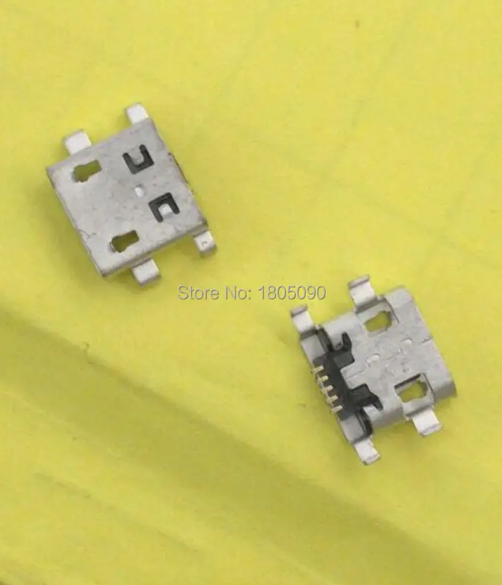 10pcs Micro USB mini Connector 5pin heavy plate 0.9mm DIP4 flat no side Long body for ZTE V880 Mobile phone charging tail socket