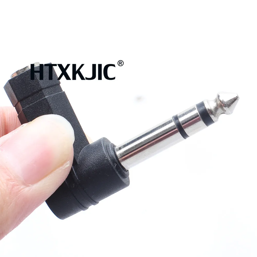 100 Cái 6.35 mét Nam đến 3.5 mét Nữ Cắm 3 Cực Phải Angle Stereo Audio Adapter 90 Bằng 6.35-3.5 Nam nối