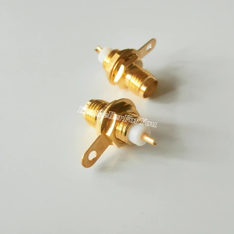 10Pcs SMA Female Jack Panel Deck Mount with nut bulkhead handle Solder RF adapter connector