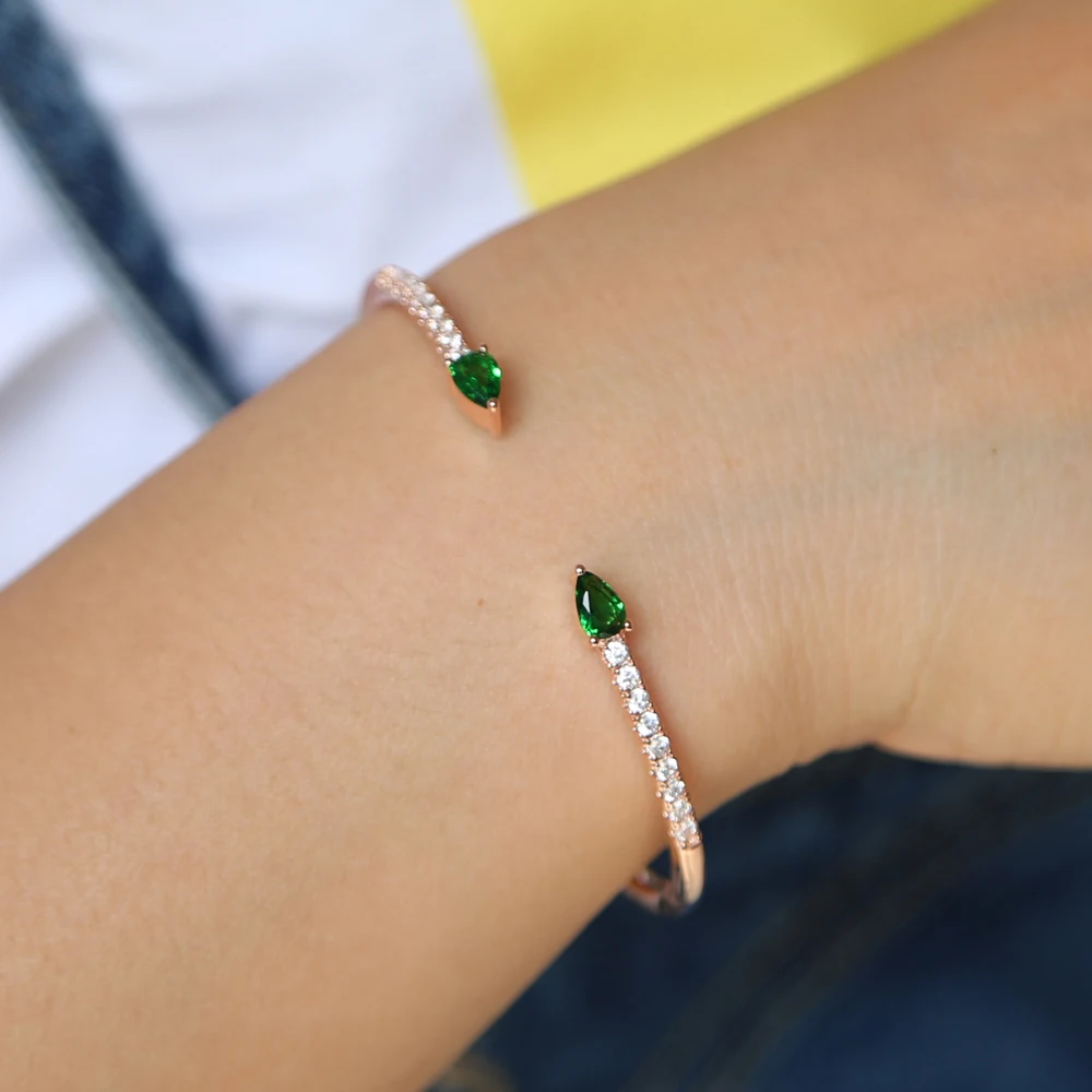 5 colors european USA Hot Sale European cz Charm Bead Cuff open Bangle & Bracelet Fashion Jewelry For Women