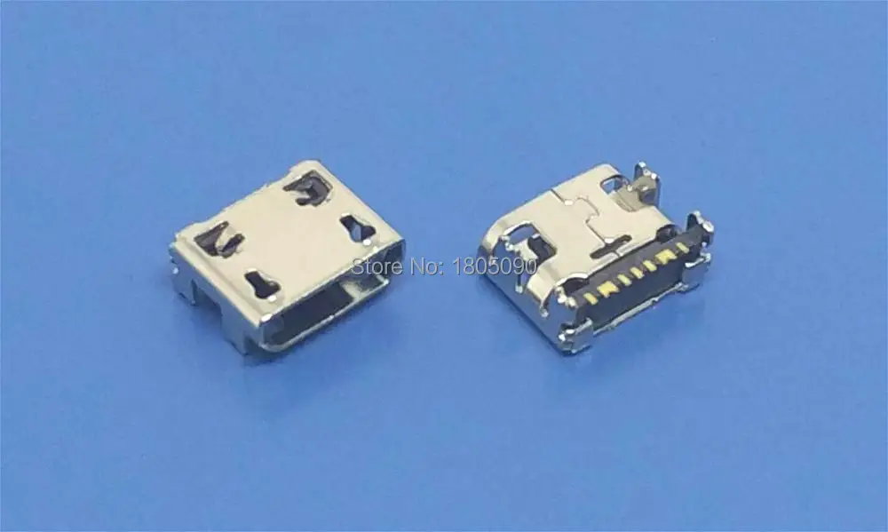 100pcs Micro Mini USB Connector Charging Port Power Jack 7pin DIP4 no curling For Samsung J1 mini J120 G355 G313 A8 A8000 C3590