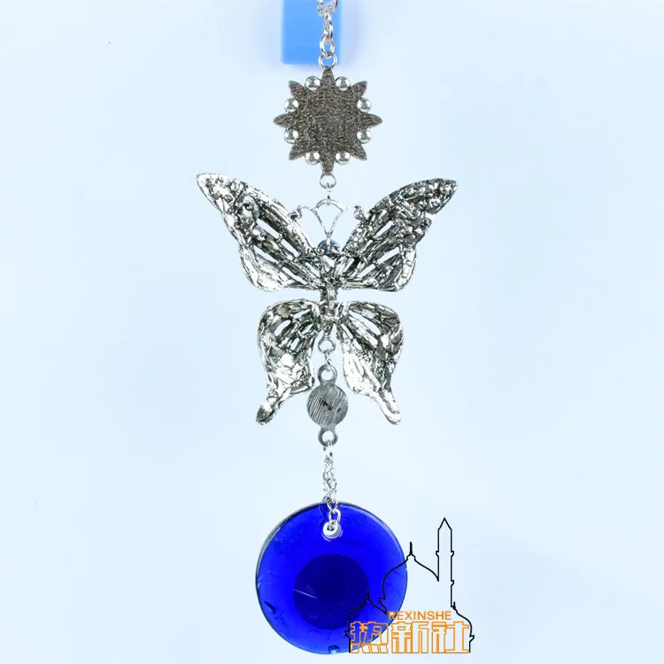 Turkey blue eyes blue diamond butterfly Muslim peace metal pendant 