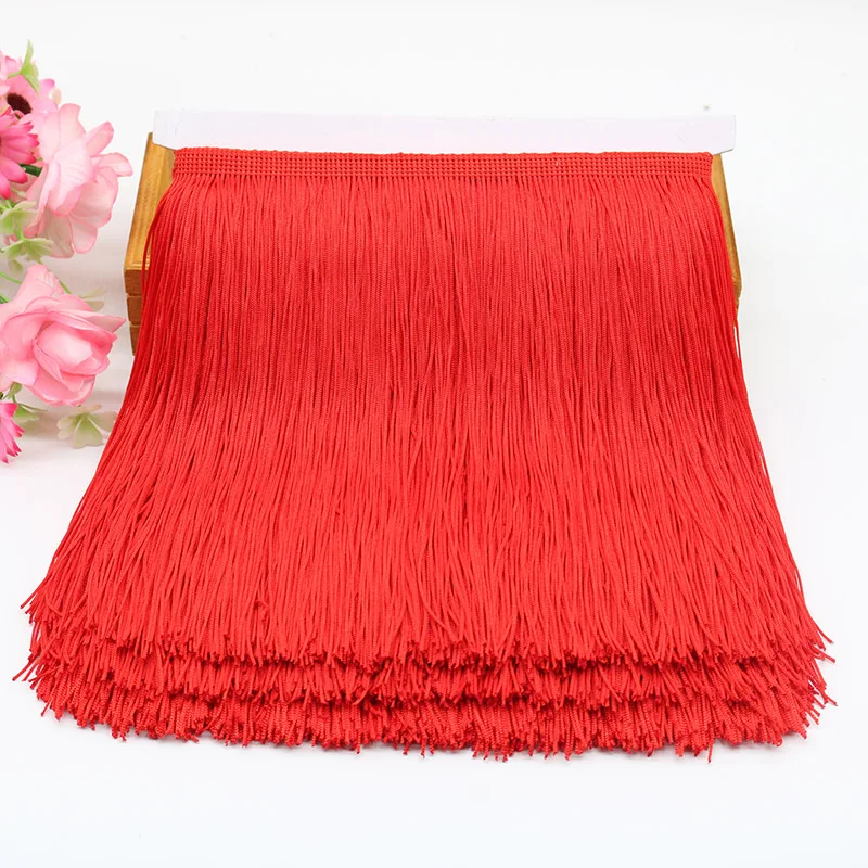 wholesale 20 cm Long Fringe Lace Tassel Polyester Lace Trim Ribbon Sew Latin Dress Stage Garment Curtain DIY sewing Accessories