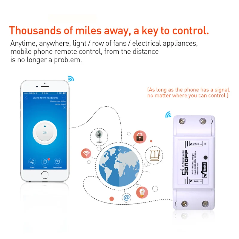 Sonoff Smart WiFi Switch Basic Wireless Home Automation Relay Module Domotica DIY Timer Remote Controller Work with Alexa