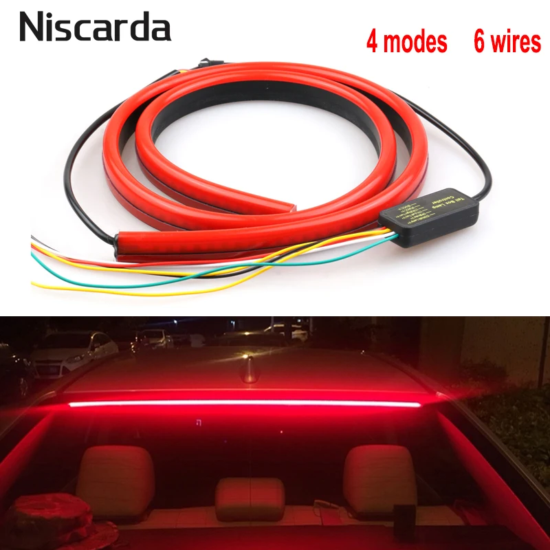 Niscarda 3rd Third Additional Brake Light Bar Rear Tail Red Strip Multifunction High Mount Reverse Stop Signal Warning Lamp