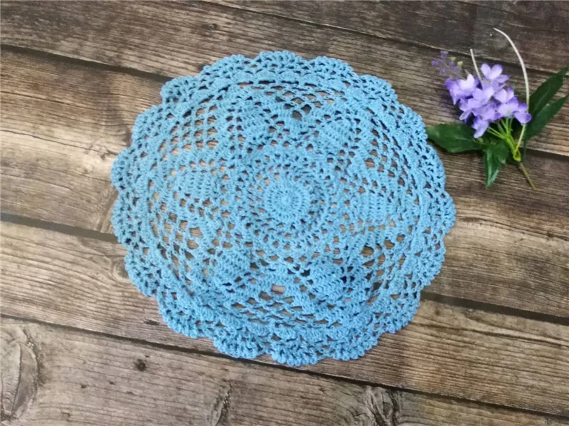 30cm Round Luxury Cotton Crochet Flowers Lace Coaster For Glass Wine Cup Coffee Mug Mat Placemat Pad Wedding Doily Table Kitchen