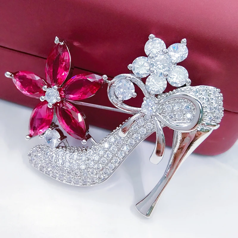 

Women Lapel Pin High-heel Shoes Brooches for Women Wedding Party Flower Bouquet Brooch Accessories Ladies Bow-knot Brooch Pins