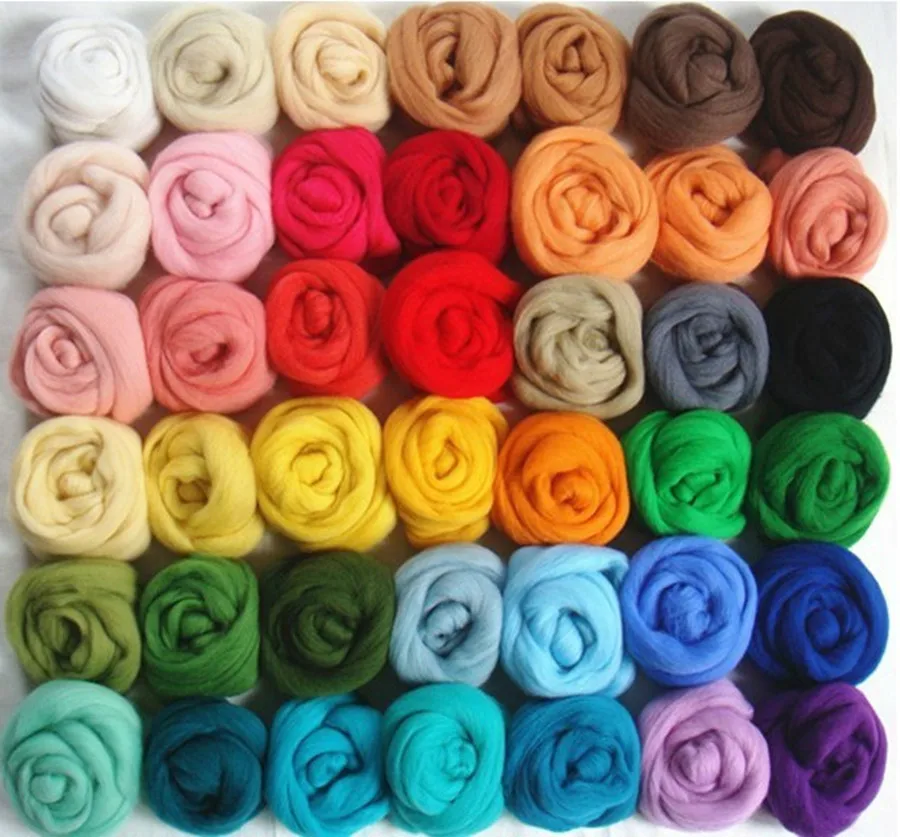 Mix 24 Colors Merino Wool Fibre Roving For Needle Felting Hand Spinning DIY Needlework 5g/bag