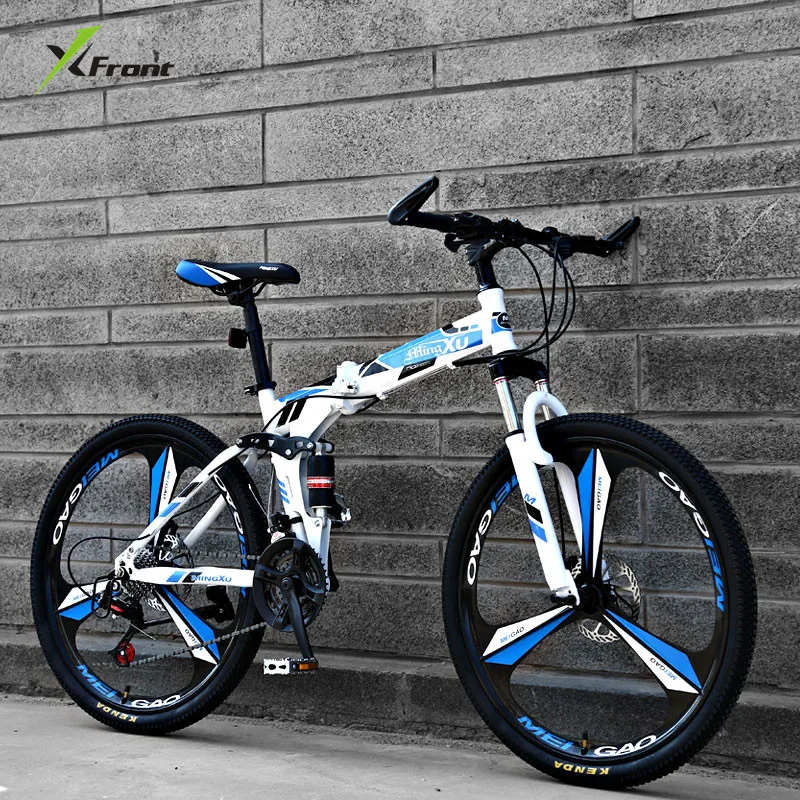 New Brand Mountain Bike Carbon Steel Frame Double cushioning 21/24/27 Speed 24/26 inch Wheel Folding Bicycle MTB Bicicleta