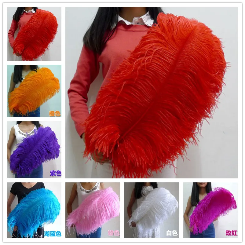 Wholasale 50pcs/lot Elegant White Ostrich Feathers for Crafts 70-75cm Wedding Party Supplies Carnival Dancer Decoration Plumages