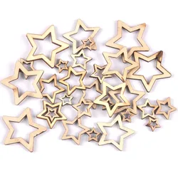 Stelle scavate miste in legno per arti Scrapbooking abbellimenti artigianato decorazione artigianale fai da te decorazioni per matrimoni 50 pezzi mt1872