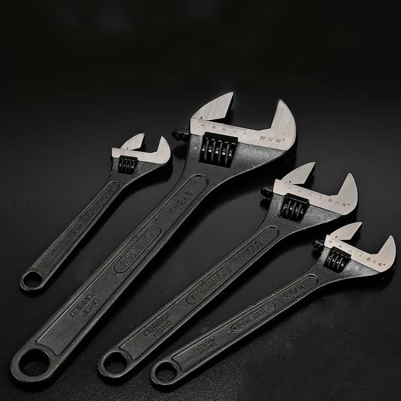 

1pc 8/10/12/15 Inch Metal Adjustable Black Wrenches Spanner Hand Jaw Wrench Hand Tool