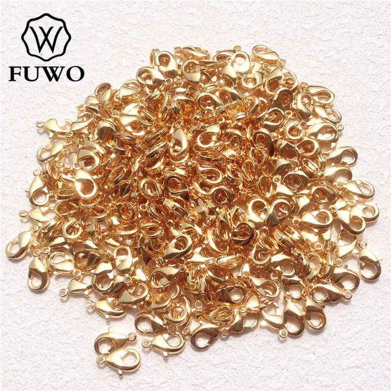 Imagem -02 - Fuwo-banhado a Ouro Bronze Lagosta Fechos Pingente Colar Acessórios Faça Você Mesmo Fazer Jóias Atacado B001 100 Pcs Alta Qualidade