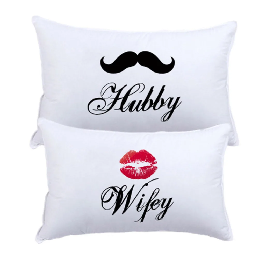 Hot Mr Mrs Wifey Hubby Moustache Kiss Pillowcases Couple Pillowcase Set Cool Custom Valentine Wedding Engagement Gifts 20