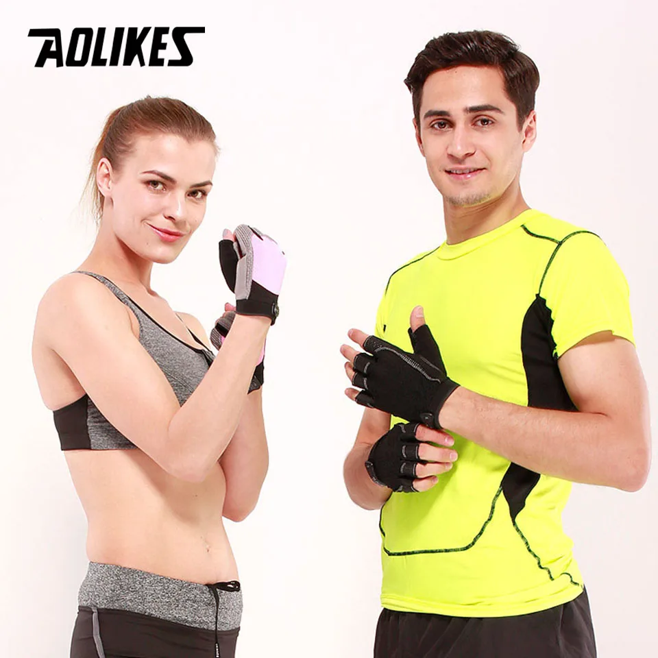 AOLIKES 1 Pair Gym Body Building Training Sports Fitness WeightLifting Gloves For Men And Women Custom Fitness Exercise Training