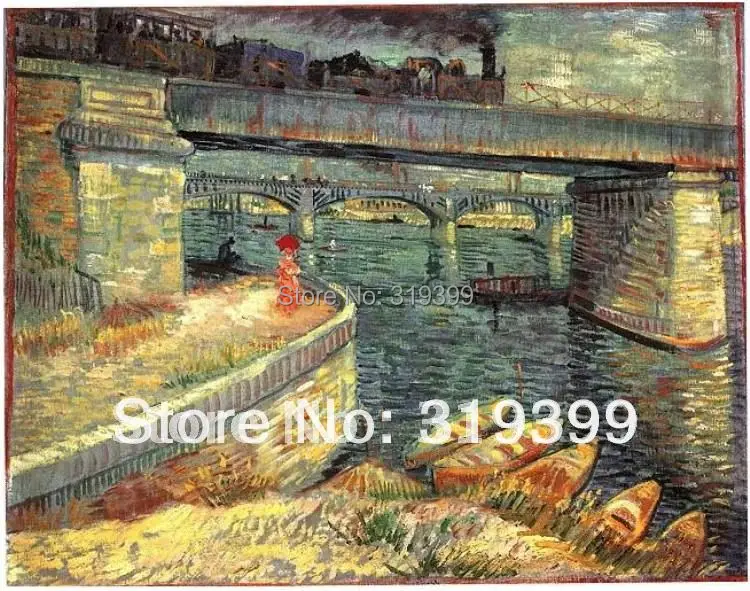 

Linen Canvas Oil Painting reproduction, Bridge across the Seine-at Asnieres by Vincent Van Gogh,DHL Shipping,100% handmade