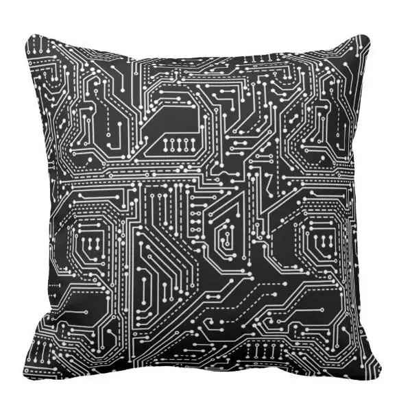 

Cool Black Computer Circuit Board Novelty Throw Pillow Case Funny Geek Computer Programmer Engineer Cushion Cover Creative Decor