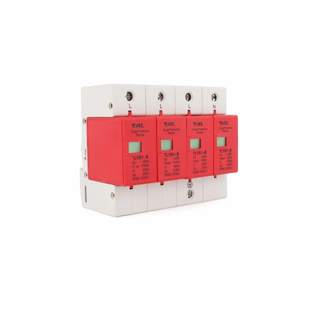 Surge Protector B100-4P 60KA~100KA 275V 385V 420V AC Spd House Protective Low-voltage Arrester Device 3P+N Lightning Protection