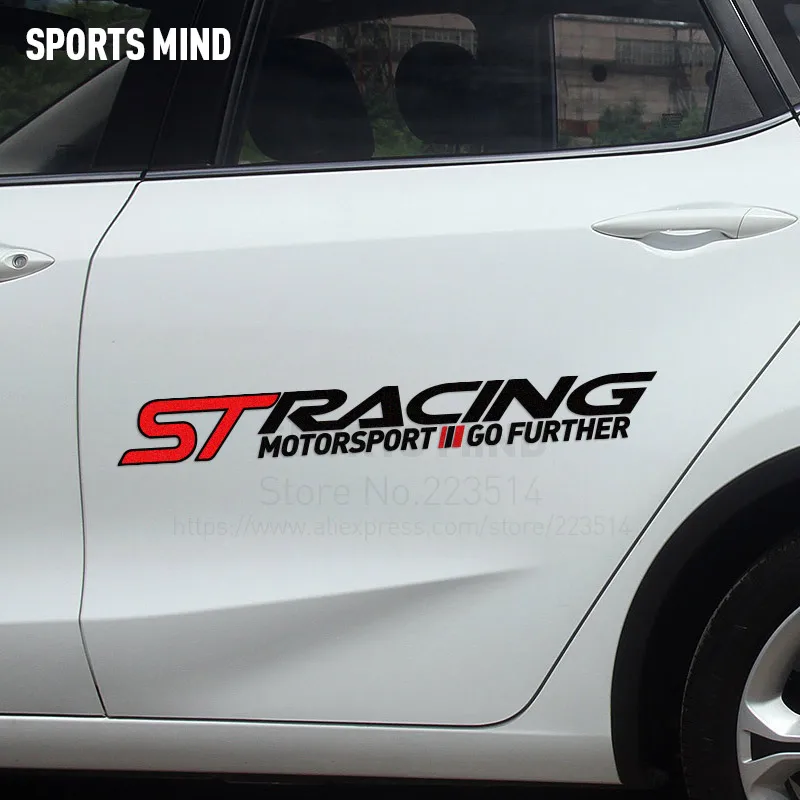 1 Pair SPORTS MIND ST RACING Car Door Stickers For Ford Focus Seat Nissan Opel Suzuki Peugeot Skoda Lada KIA Car Accessories